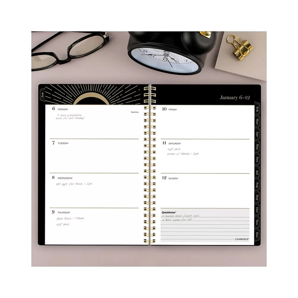 Cambridge 2025 Planners<2025 Radiate 5.5" x 8.5" Weekly & Monthly Planner, Poly Cover, Black/Gold (1725-200-25)