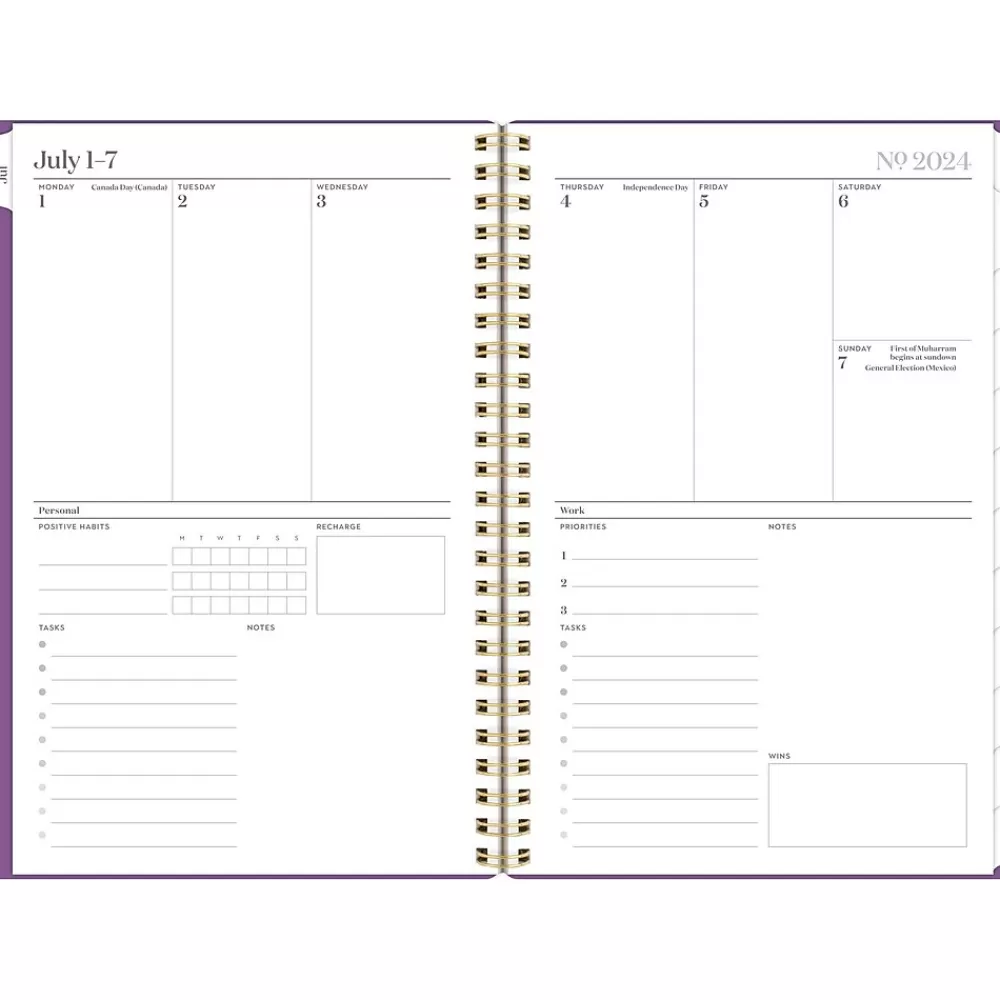 Cambridge Academic Planners<2024-2025 WorkStyle Balance 5.5" x 8.5" Academic Weekly & Monthly Planner, Poly Cover, Purple Swirl
