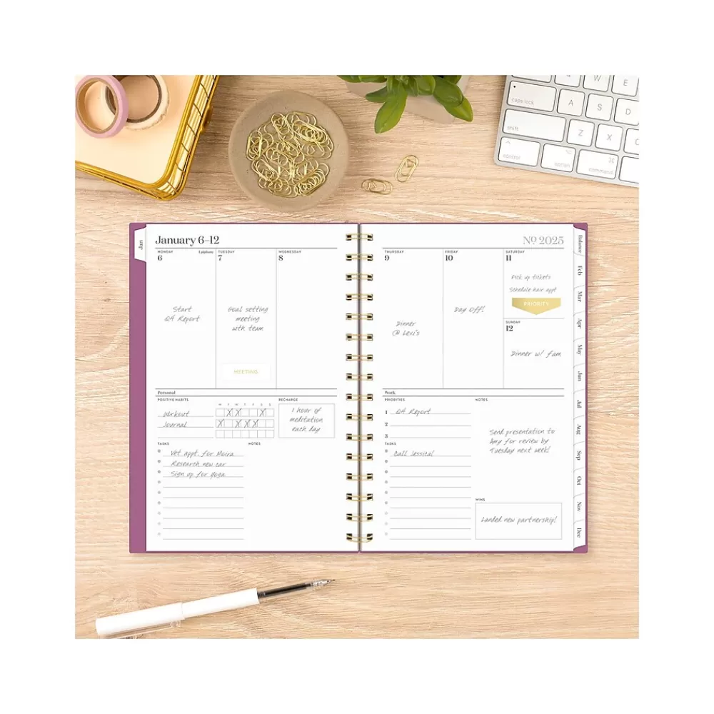 Cambridge 2025 Planners<2025 WorkStyle Balance 5.5" x 8.5" Weekly & Monthly Planner, Poly Cover, Red Violet/Gold (1606-200-59-25)