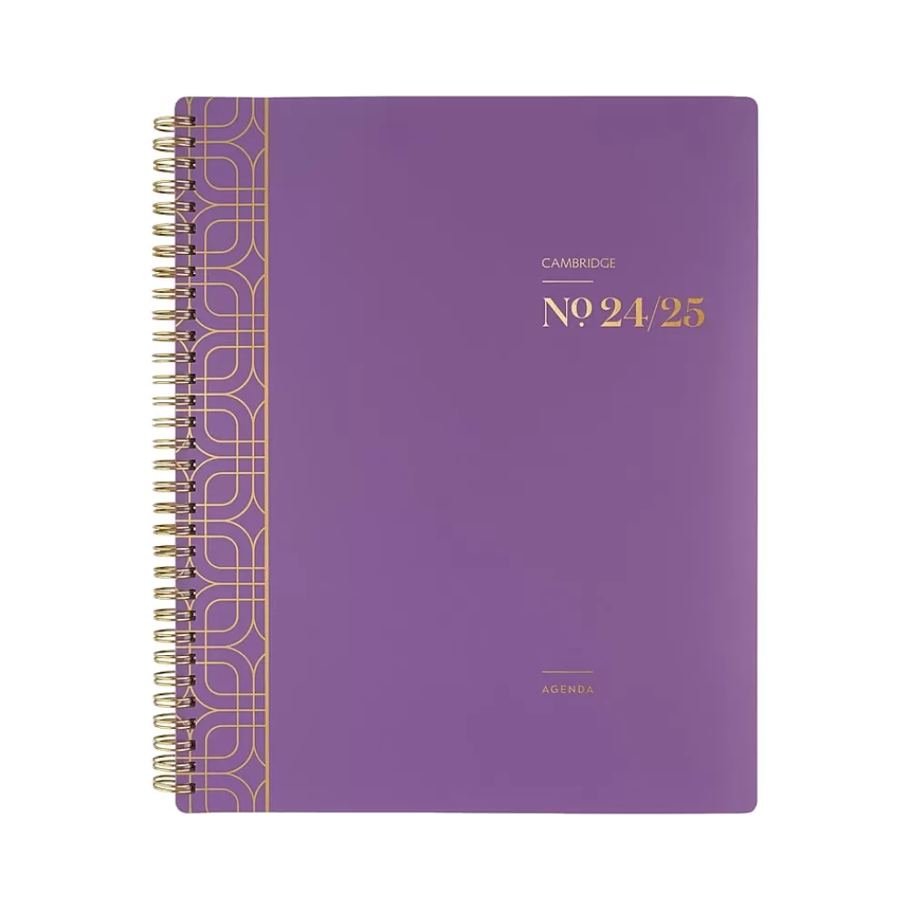 Cambridge Academic Planners<2024-2025 WorkStyle Balance Purple Swirl 8.5" x 11" Academic Weekly & Monthly Planner, Poly Cover, Purple/Gold