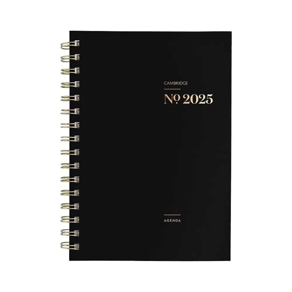 Cambridge 2025 Planners<2025 WorkStyle Classic 5.5" x 8.5" Weekly & Monthly Planner, Poly Cover, Black/Gold (1606-200-05-25)