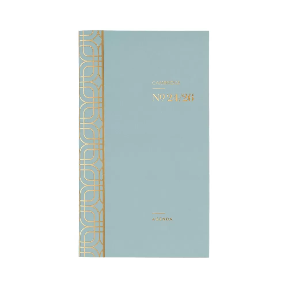 Cambridge Academic Planners<2024-2026 WorkStyle Mellow Frost 3.5" x 6.25" Academic Monthly Planner, Paper Cover, Teal/Gold (1606-021A-46-25)