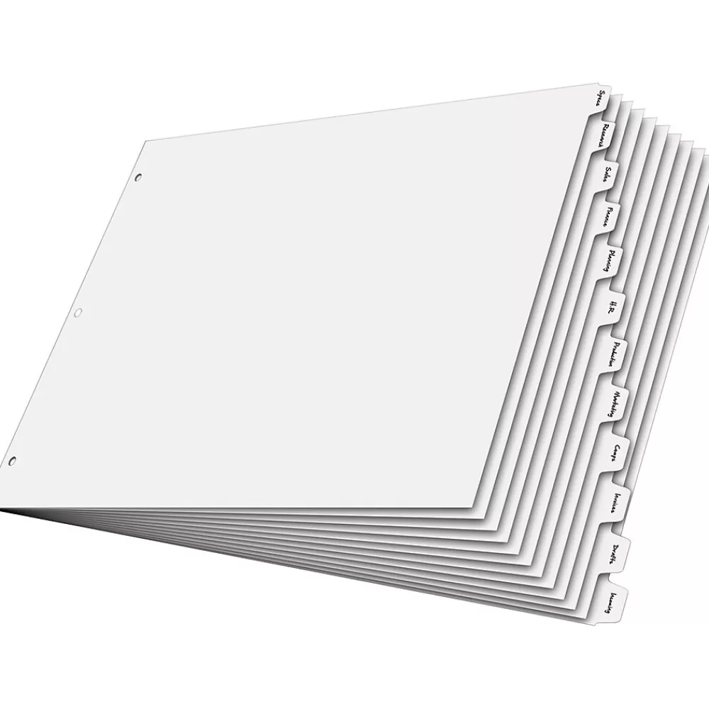Cardinal Dividers<® 11" x 17" Tabloid Write'n Erase® Tab Divider, 12-Tab, White, 1/St