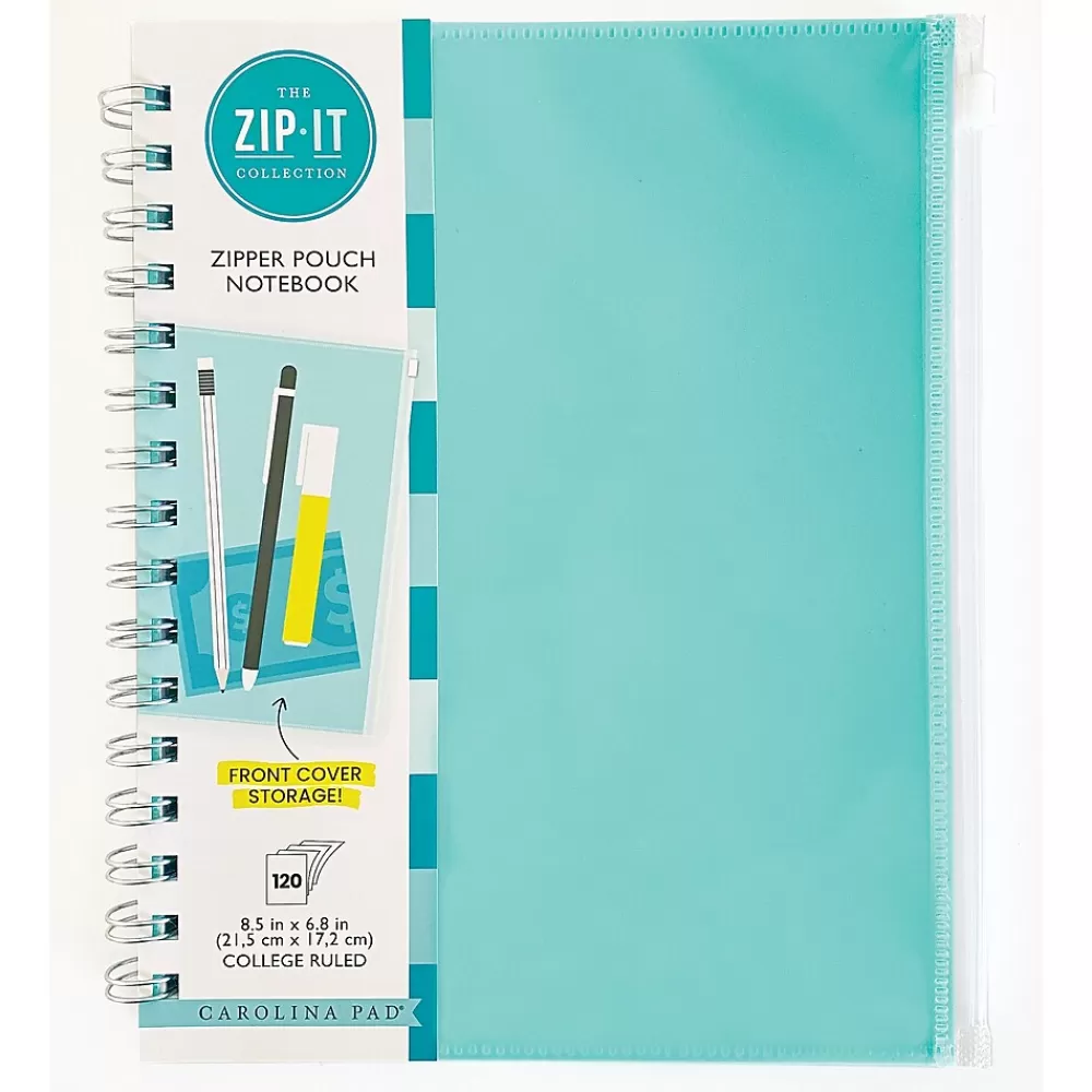 Carolina Pad Notebooks<Zip-It 1-Subject Professional Notebooks, 7" x 8.75", College Ruled, 120 Sheets (55025)