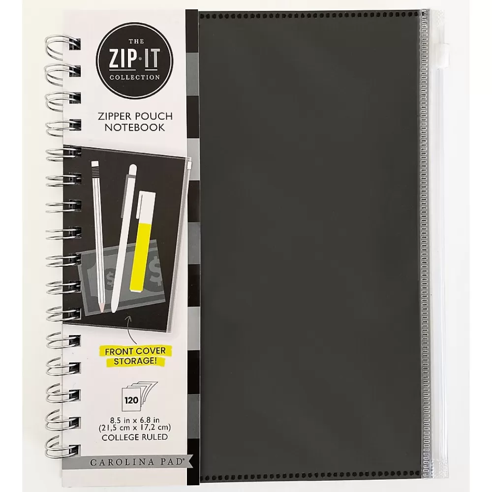 Carolina Pad Notebooks<Zip-It 1-Subject Professional Notebooks, 7" x 8.75", College Ruled, 120 Sheets (55025)