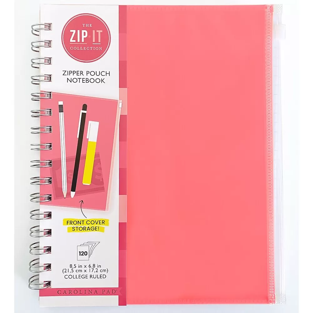 Carolina Pad Notebooks<Zip-It 1-Subject Professional Notebooks, 7" x 8.75", College Ruled, 120 Sheets (55025)