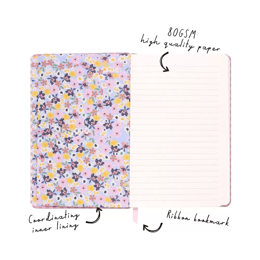 Carpe Diem Journals<Ballerina Pink Check Journal, 5.24" x 8.27", Wide-Ruled, Pink/White, 192 Pages (9371-CD)