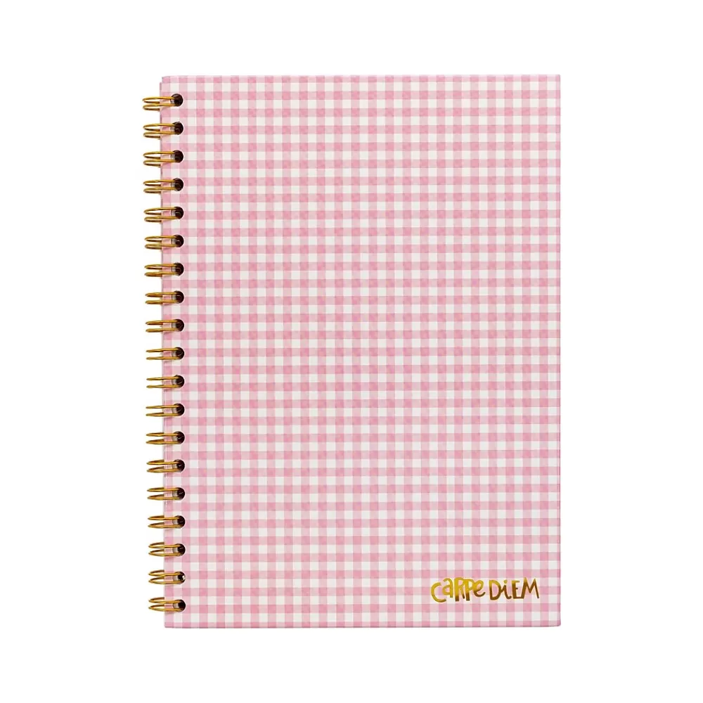 Carpe Diem Subject Notebooks<Ballerina Pink Check 1-Subject Notebook, 7.5" x 9.75", Wide-Ruled, 80 Sheets, Pink/White (9377-CD)