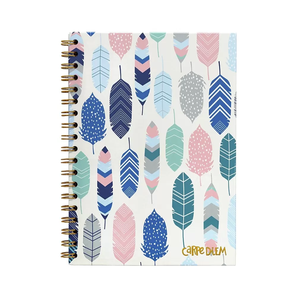 Carpe Diem Subject Notebooks<Feathers 1-Subject Notebook, 7.5" x 9.75", Wide-Ruled, 80 Sheets, Multicolor (9379-CD)