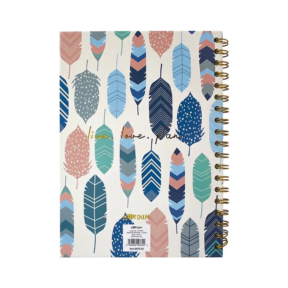 Carpe Diem Subject Notebooks<Feathers 1-Subject Notebook, 7.5" x 9.75", Wide-Ruled, 80 Sheets, Multicolor (9379-CD)