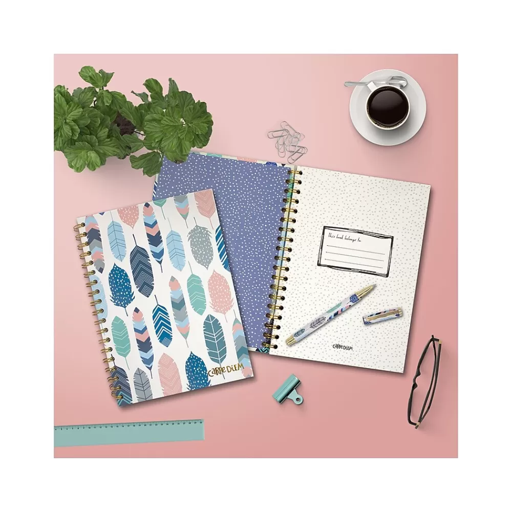 Carpe Diem Subject Notebooks<Feathers 1-Subject Notebook, 7.5" x 9.75", Wide-Ruled, 80 Sheets, Multicolor (9379-CD)