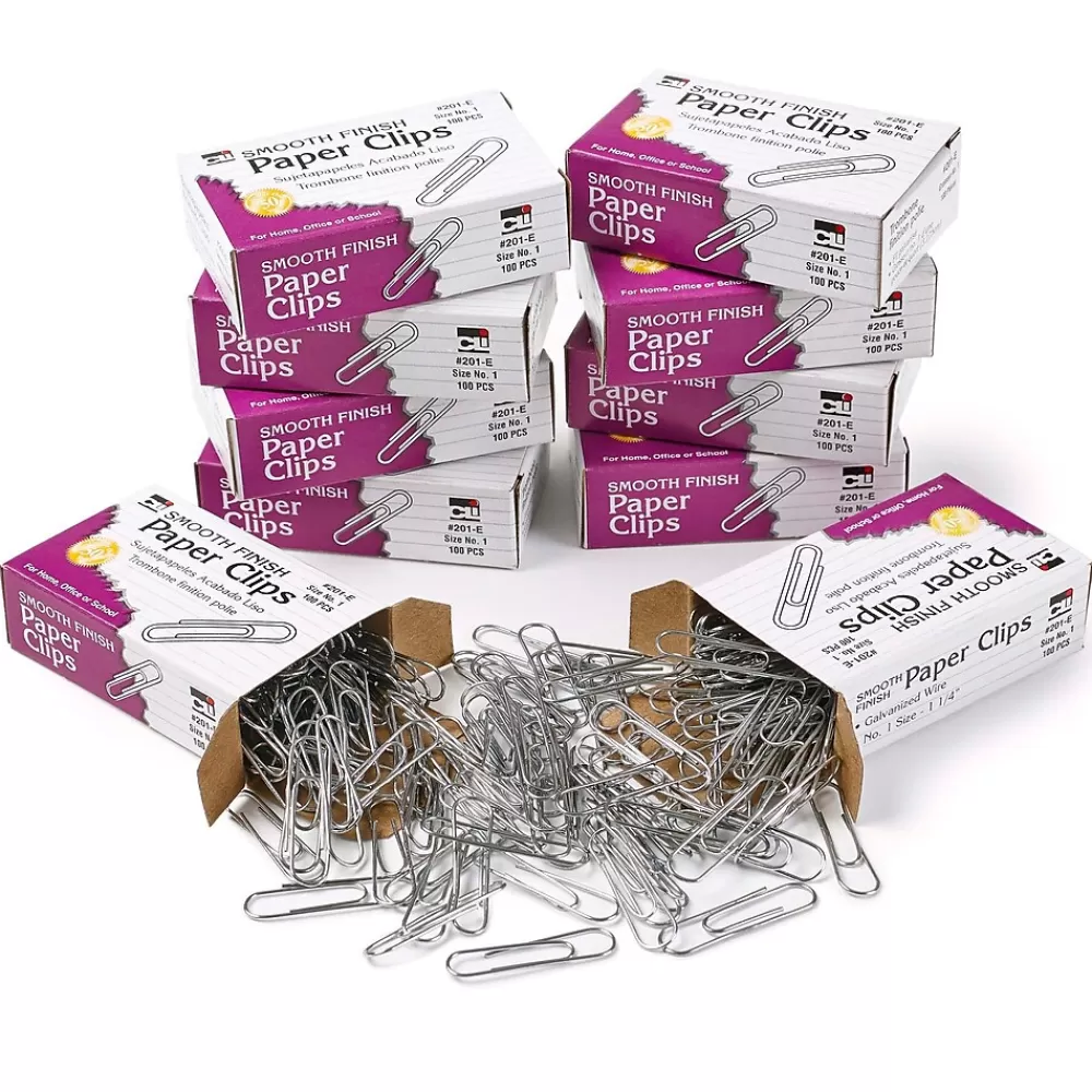 Charles Leonard Clips & Fasteners<Standard Paper Clips, Silver, 1000 Clips/Pack, 10/Bundle(CHL201E-10)