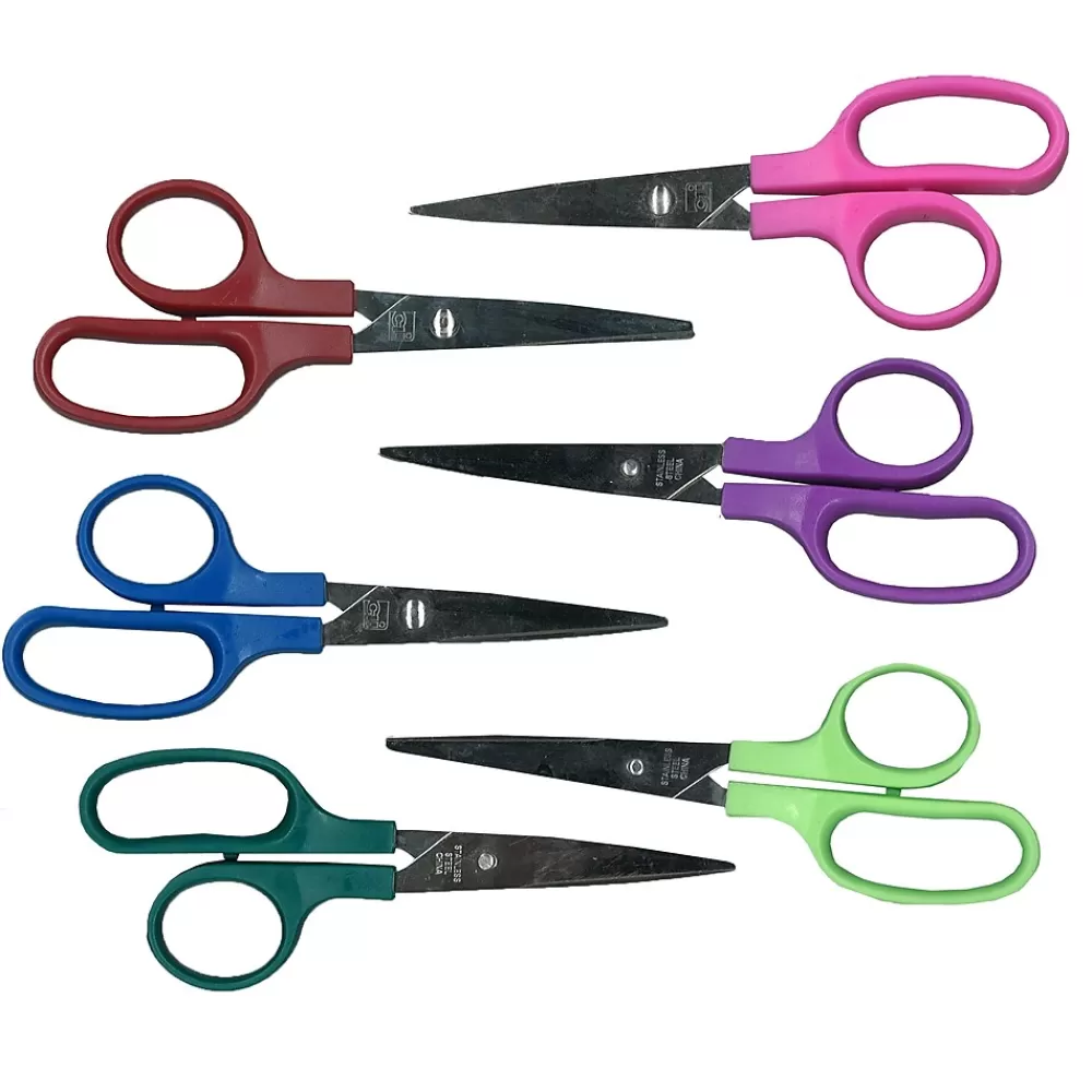Charles Leonard Scissors<CLI 5" Stainless Steel Kid's Scissors, Pointed Tip, Assorted Colors, 36/Pack (CHL77505-36)