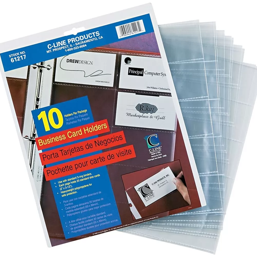 C-Line Sheet Protectors<Business Card Refill Pages, Clear, 20 Cards/Page, 11" x 8 1/2", 10/Pk