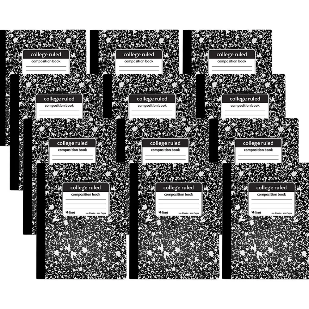 C-Line Composition Notebooks<Composition Notebooks, 100 Sheets, College Ruled, Black Marble, 12/Pack (CLI22022-12)