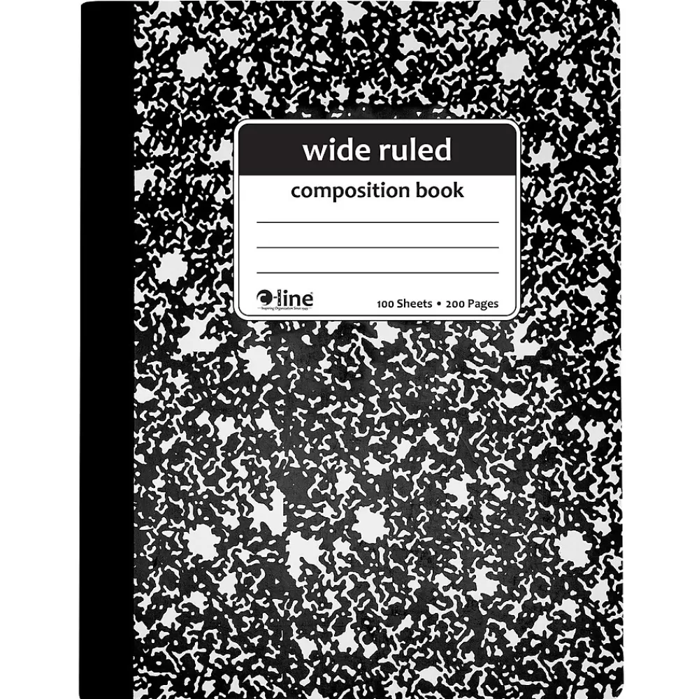 C-Line Composition Notebooks<Composition Notebooks, 100 Sheets, Wide Ruled, Black Marble, 12/Pack (CLI22024-12)