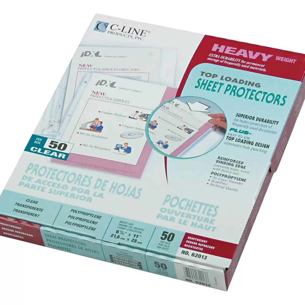 C-Line Sheet Protectors<Heavyweight, Sheet Protectors, 8-1/2" x 11", Clear, 50/Box (62013)