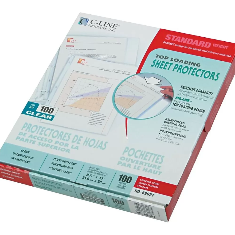 C-Line Sheet Protectors<Standard Weight Sheet Protectors, 11" x 8-1/2", Clear 100/Box (62027)