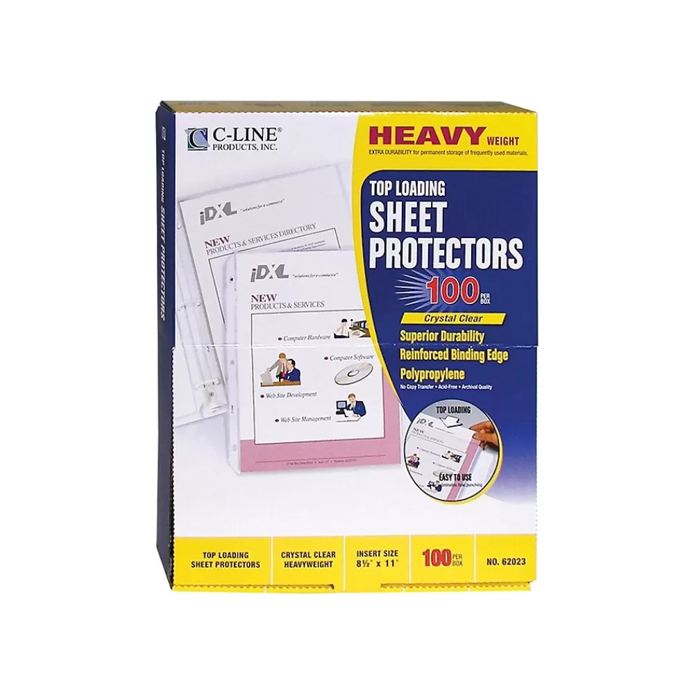 C-Line Sheet Protectors<Top-Load Heavyweight Sheet Protectors, 8-1/2" x 11", Clear, 100/Box (62023)