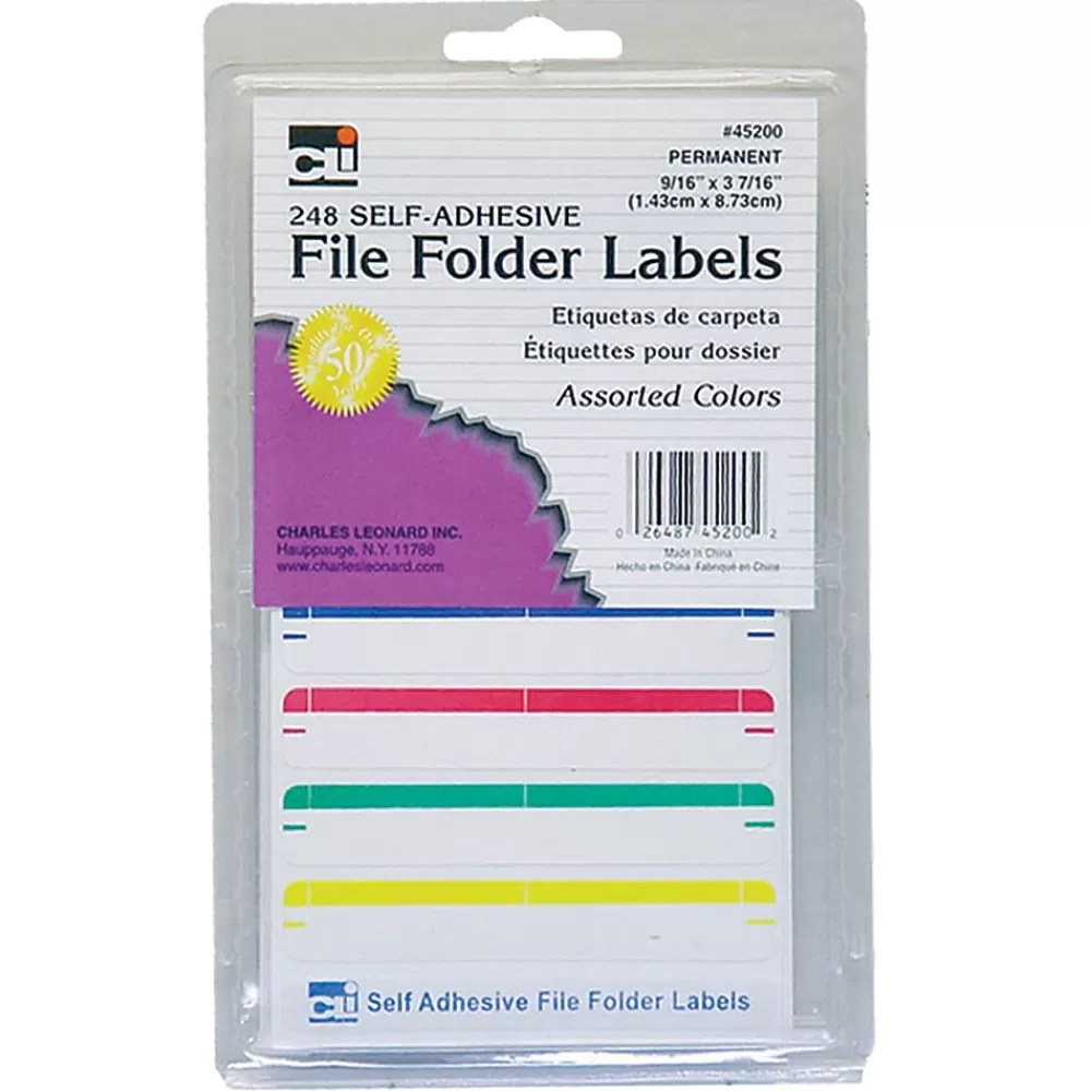 CLN Labels<File Folder Labels, Assorted Colors, 6 Labels/Sheet, 248 Sheets/Pack (CHL45200)