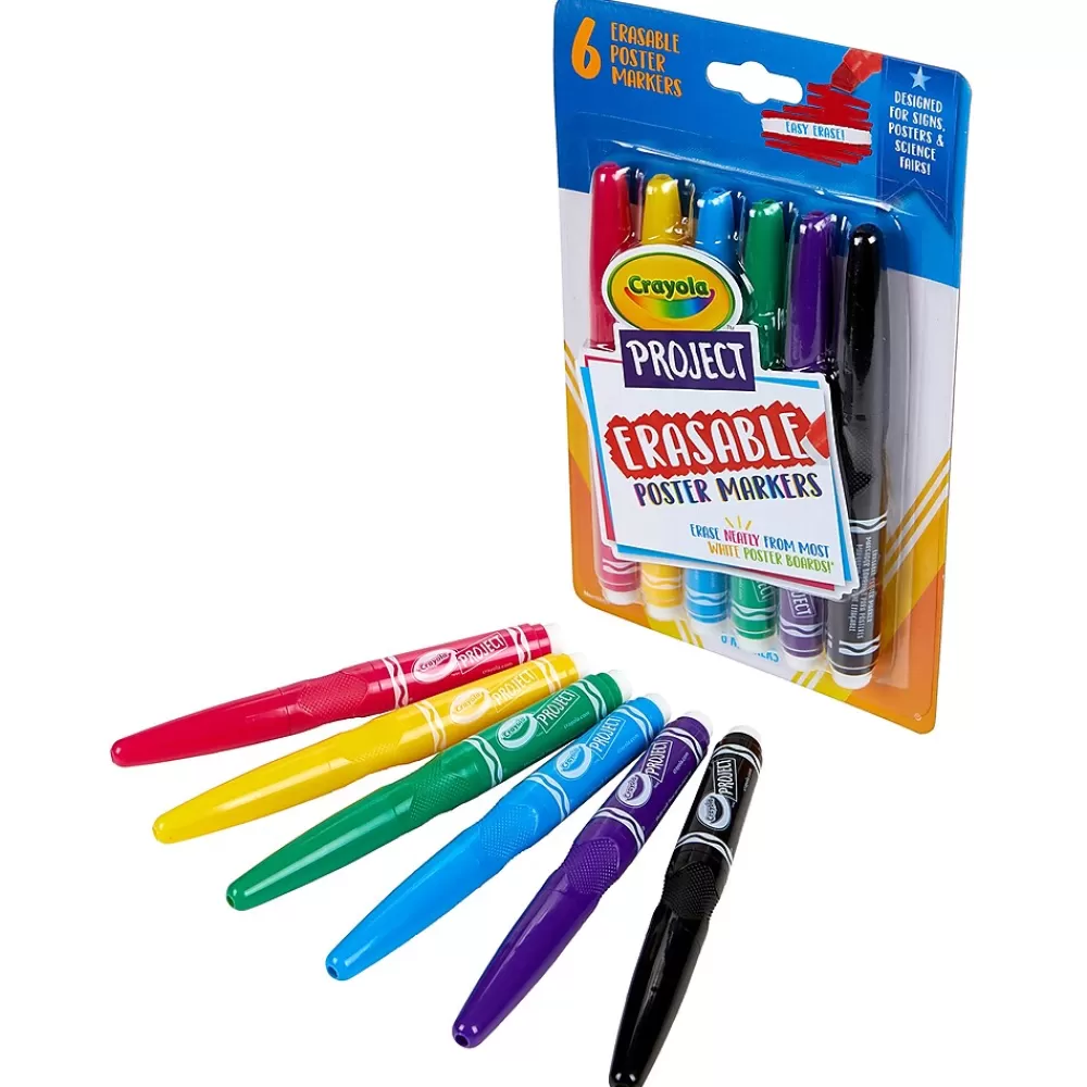 Crayola Markers<Project Erasable Poster Markers, Chisel Tip, Assorted Colors, Pack of 6 (BIN588371)