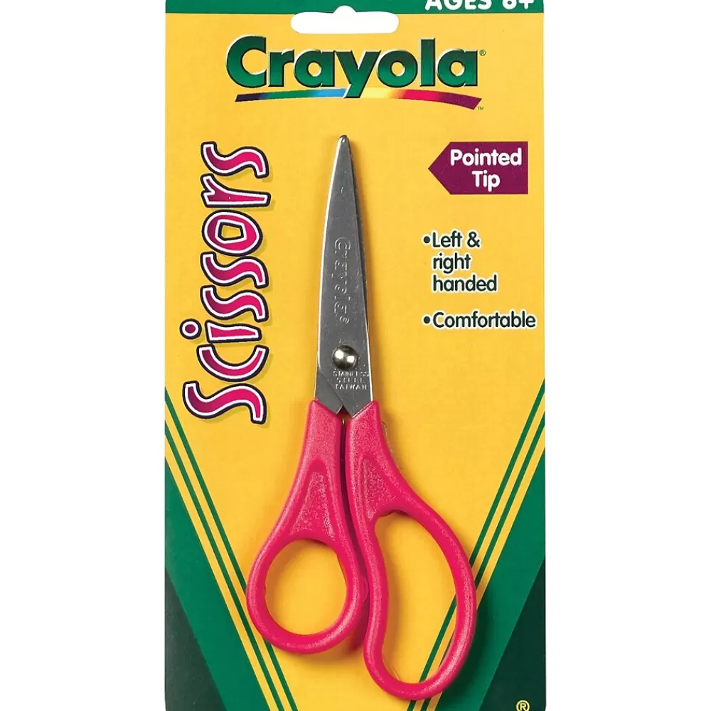 Crayola Scissors<Stainless Steel Kid's Scissors, Pointed Tip, 5-3/8" (69-3010)