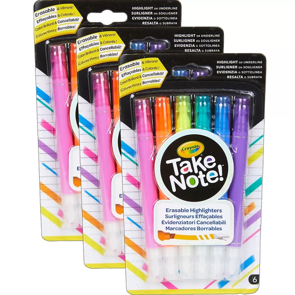 Crayola Highlighters<Take Note! Erasable Highlighters, 6 Per Pack, 3 Packs (BIN586504-3)