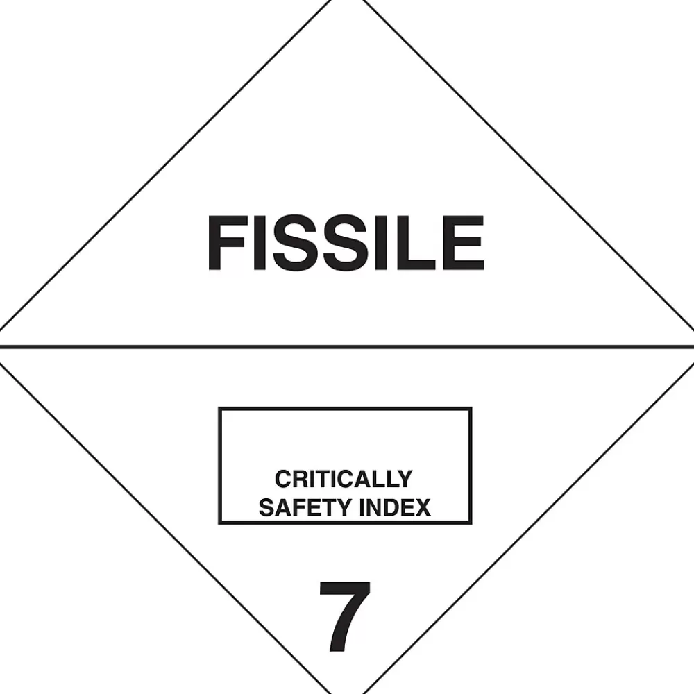 Decker Tape Products Labels<Decker Tape "Fissile" Label, 4" x 4", 500/RL