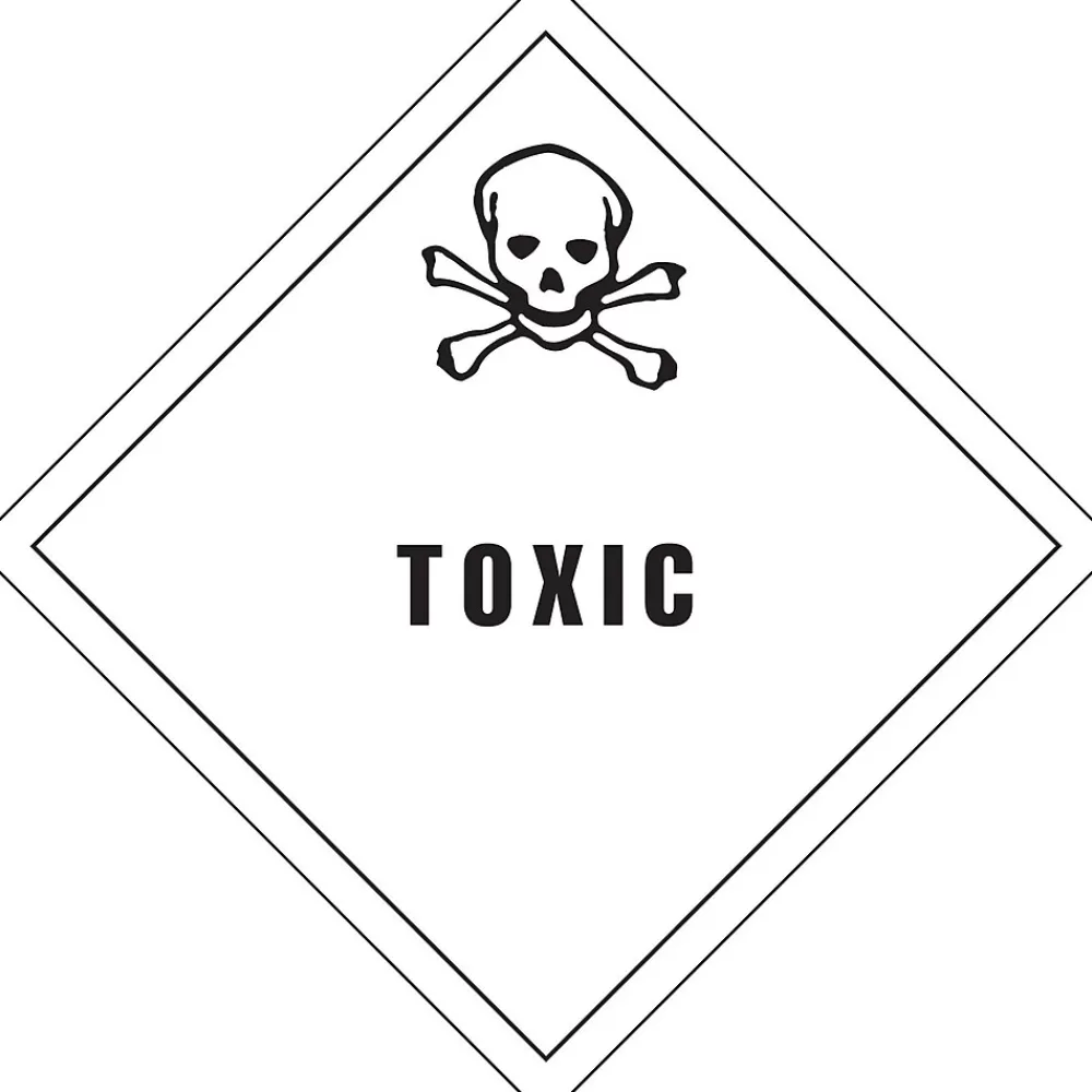 Decker Tape Products Labels<Decker Tape "Toxic" Label, 4" x 4", 500/RL