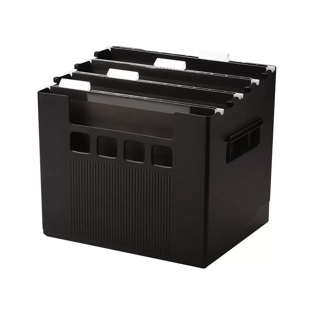 Esselte File Storage<DecoFlex Large Capacity Desktop File Box, Letter Size, Black (PFX 43013)