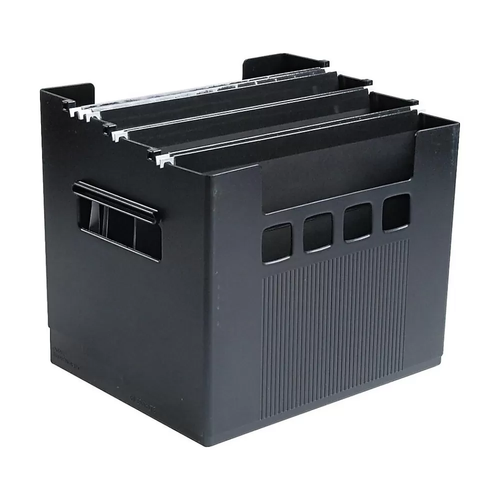 Esselte File Storage<DecoFlex Large Capacity Desktop File Box, Letter Size, Black (PFX 43013)
