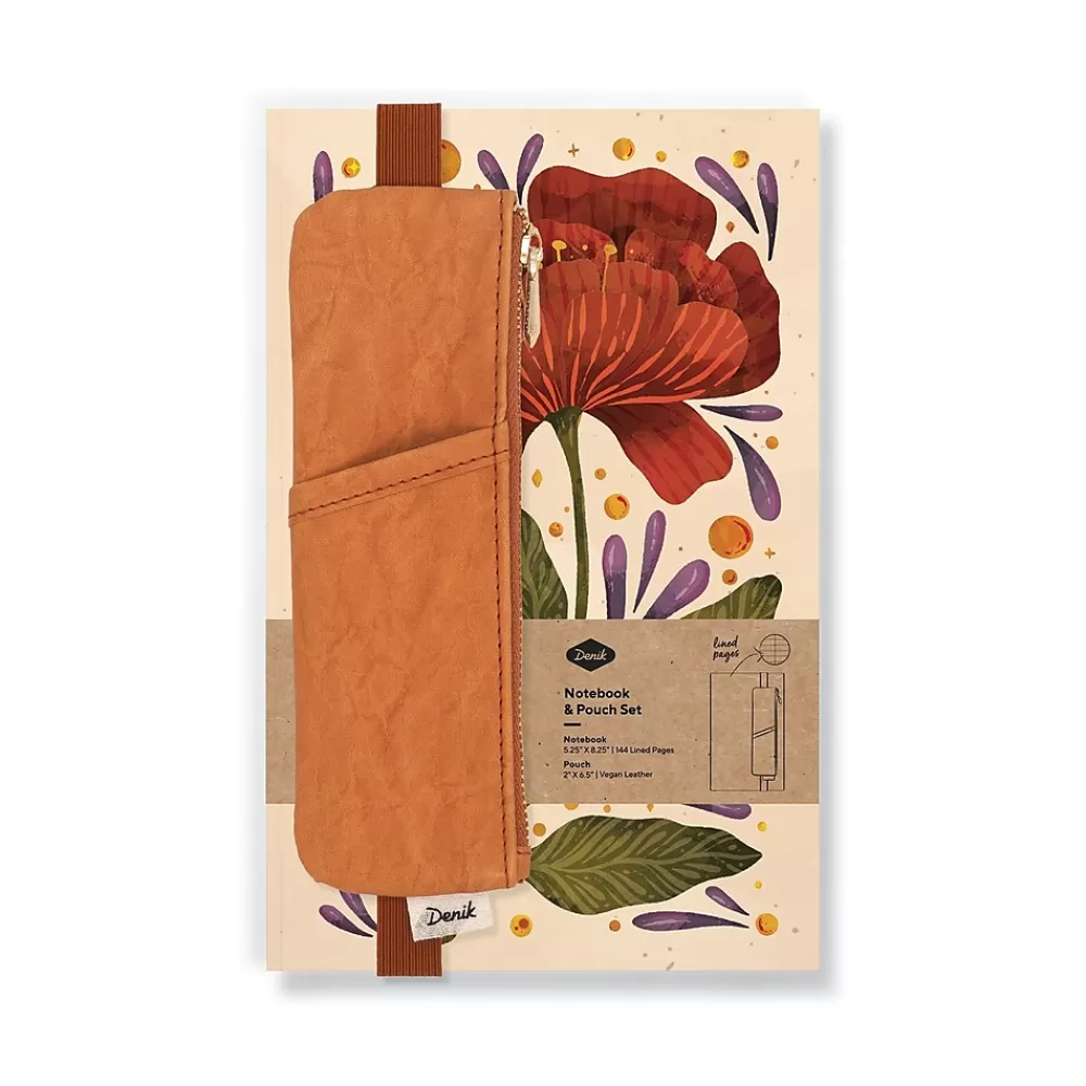 Denik Notebooks<Burgundy Bloom 1-Subject Composition Notebook, College Ruled, Multicolor (NBPOUCHSET1378L)