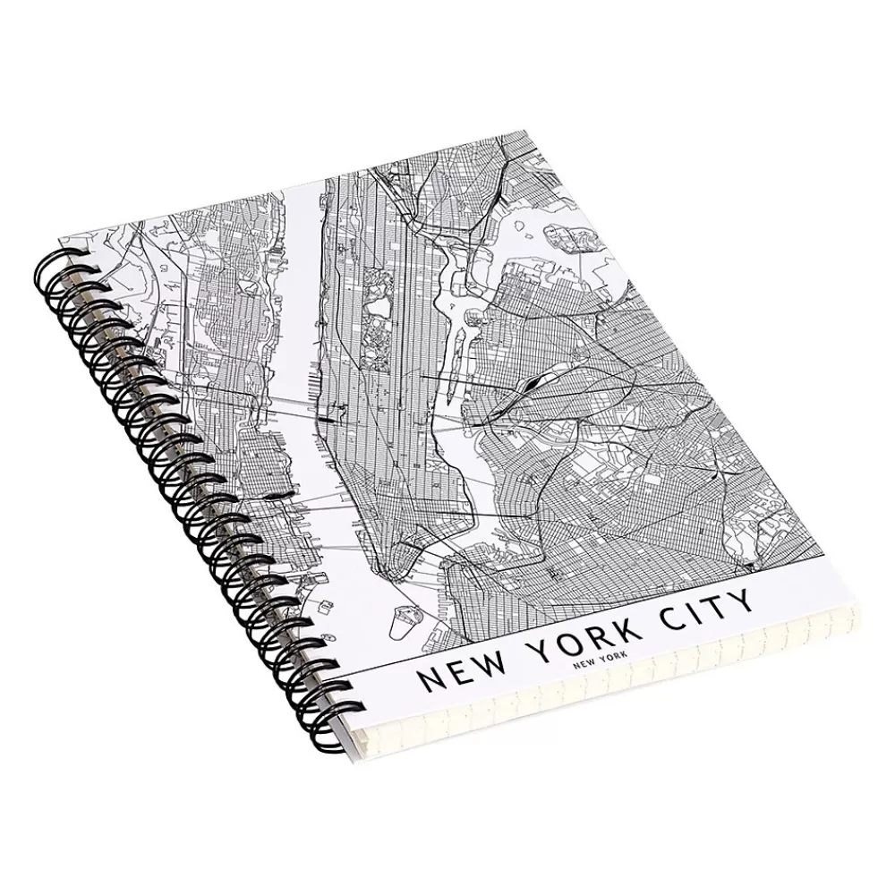 DENY Designs Notebooks<New York City White Map by Multiplicity Notebook, 5.5" x 8.25", Dotted, 40 Sheets, Cream (69105-nobs01)