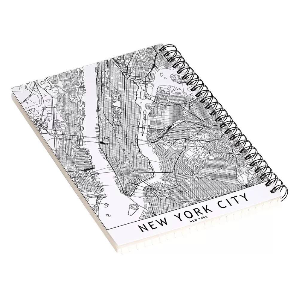 DENY Designs Notebooks<New York City White Map by Multiplicity Notebook, 5.5" x 8.25", Dotted, 40 Sheets, Cream (69105-nobs01)