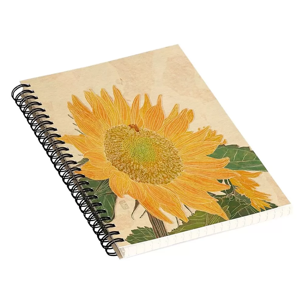 DENY Designs Notebooks<Sunflower and Bee by Sewzinski Professional Notebooks, 5.5" x 8.25", Dotted, 40 Sheets, Multicolor (74737-NOBS01)