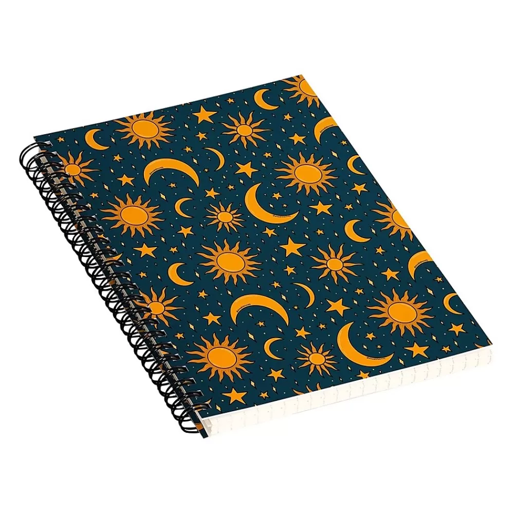DENY Designs Notebooks<Vintage Sun and Star in Navy by Doodle by Meg Notebook, 5.5" x 8.25", Dotted, 40 Sheets (74738-nobs01)