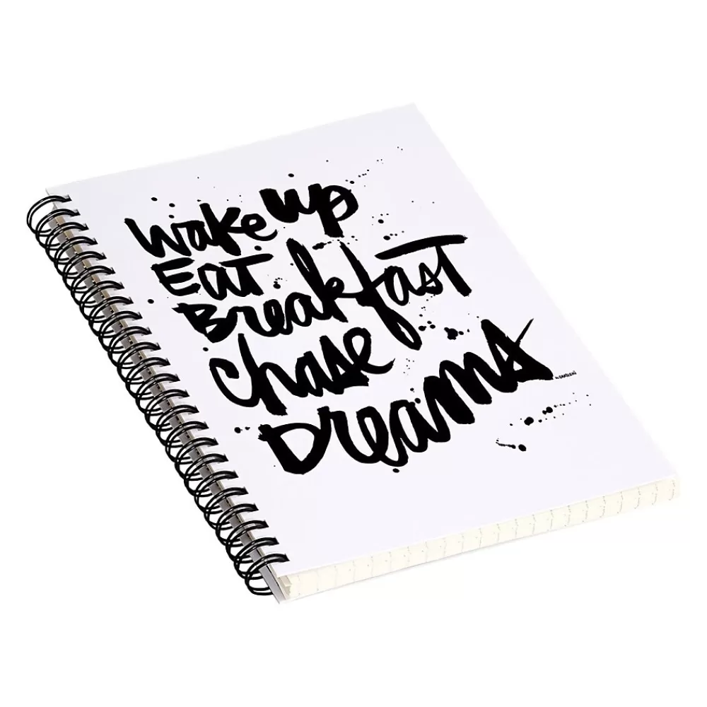 DENY Designs Notebooks<Wake Up by Kal Barteski Professional Notebooks, 5.5" x 8.25", Dotted, 40 Sheets, White (58761-NOBS01)