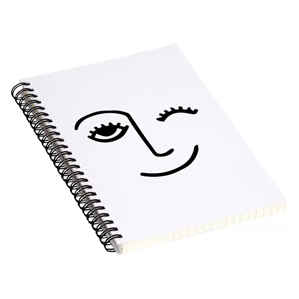 DENY Designs Notebooks<Wink Face by Mambo Art Studio Professional Notebooks, 5.5" x 8.25", Dotted, 40 Sheets, White (68797-NOBS01)