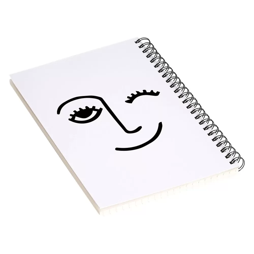 DENY Designs Notebooks<Wink Face by Mambo Art Studio Professional Notebooks, 5.5" x 8.25", Dotted, 40 Sheets, White (68797-NOBS01)
