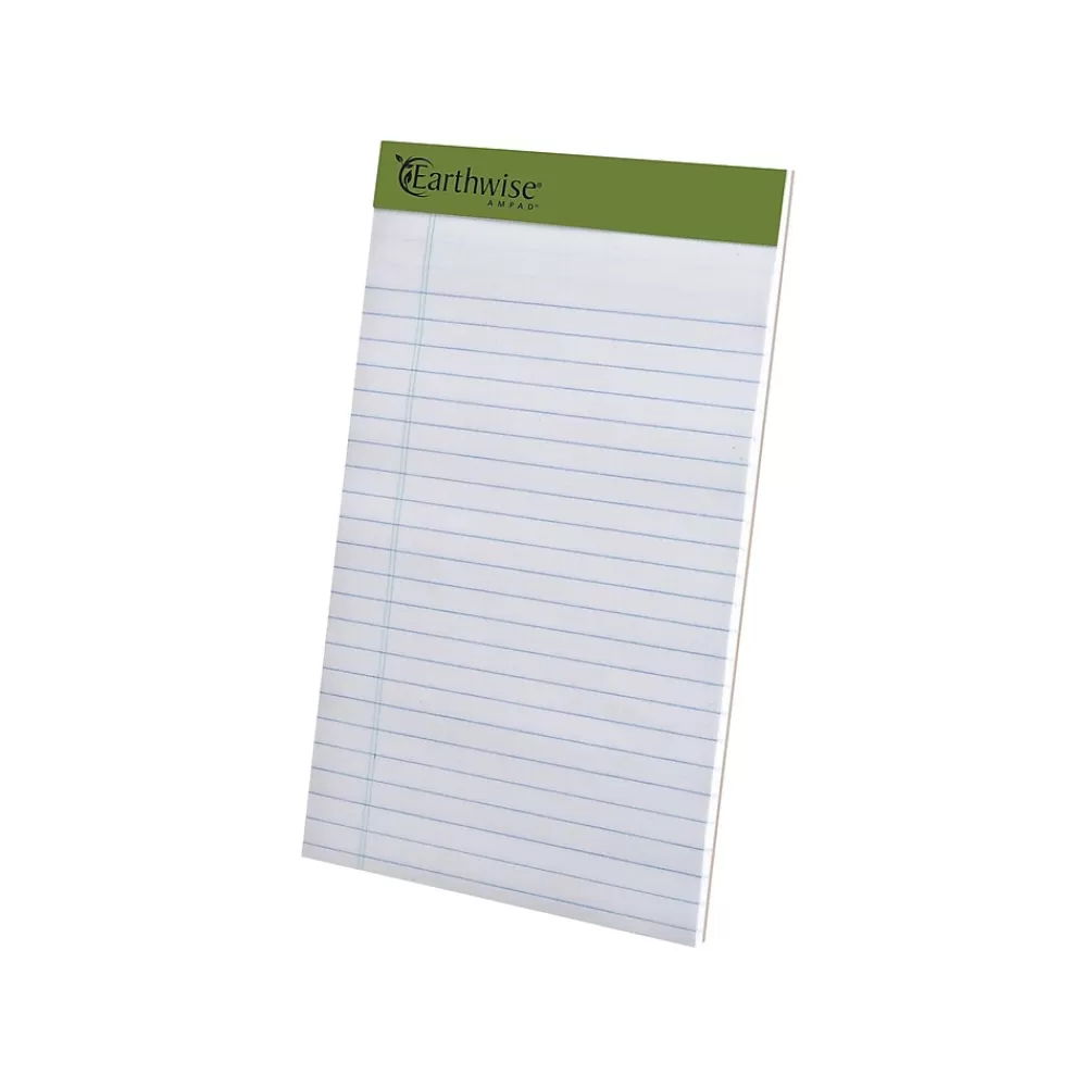 Ampad Notepads<Earthwise by Notepads, 5" x 8", College Ruled, White, 40 Sheets/Pad, 6 Pads/Pack (40112R)
