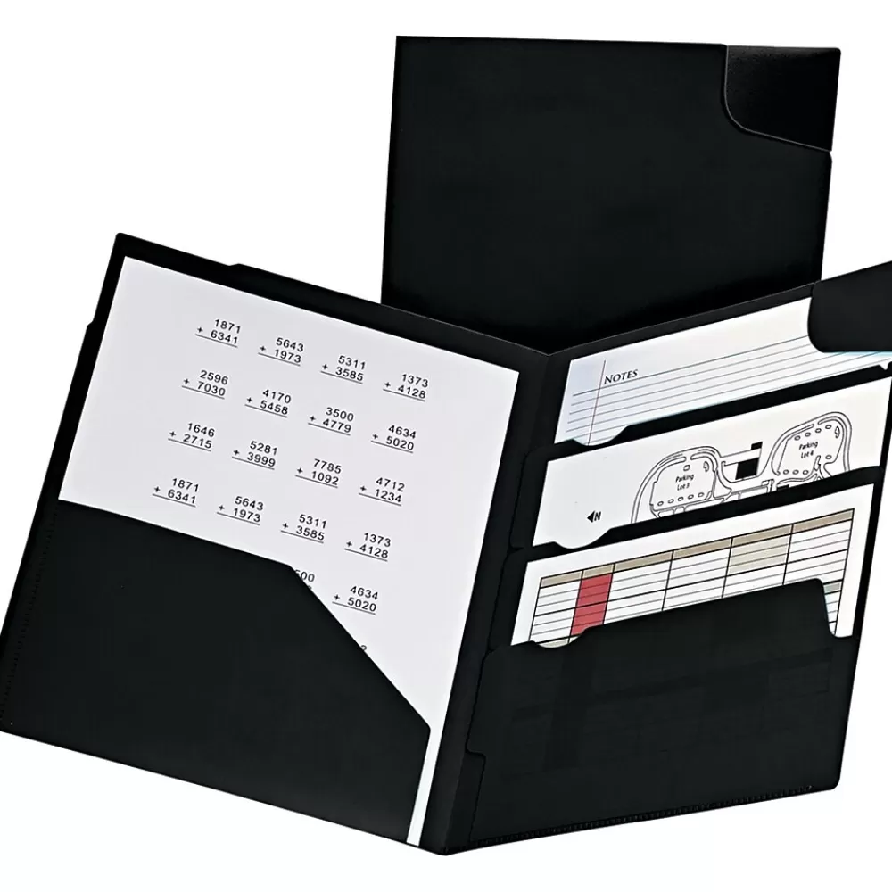 Oxford Pocket Folders<Esselte® Divide It Up™ 4-Pocket Portfolio Folder, Black (99802)