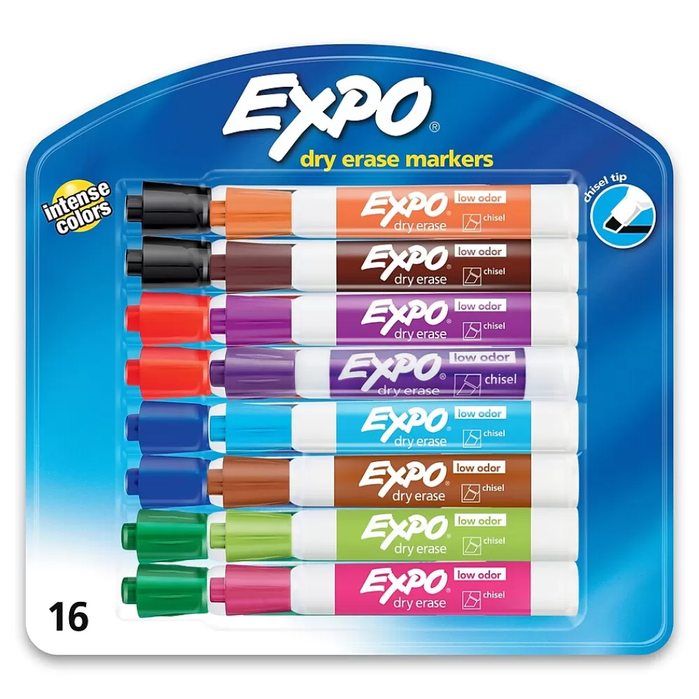 Expo Markers<Dry Erase Markers, Chisel Tip, Assorted, 16/Pack (81045)