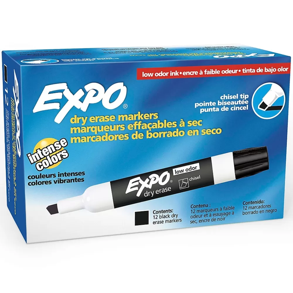 Expo Markers<Low Odor Tank Dry Erase Marker, Chisel Tip, , 12/Pack (80001)