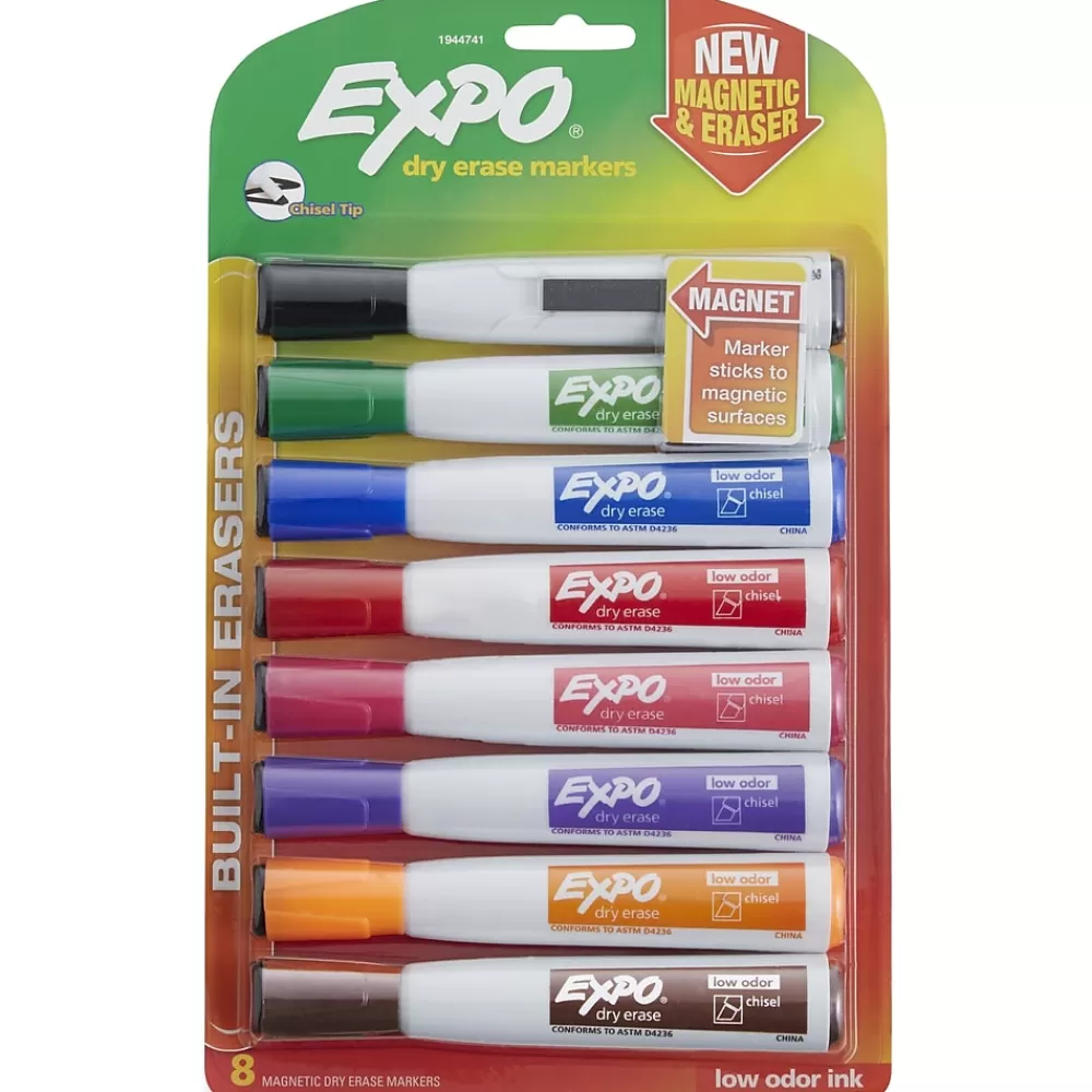Expo Markers<Magnetic Dry Erase Markers, Chisel Tip, Assorted, 8/Pack (1944741)