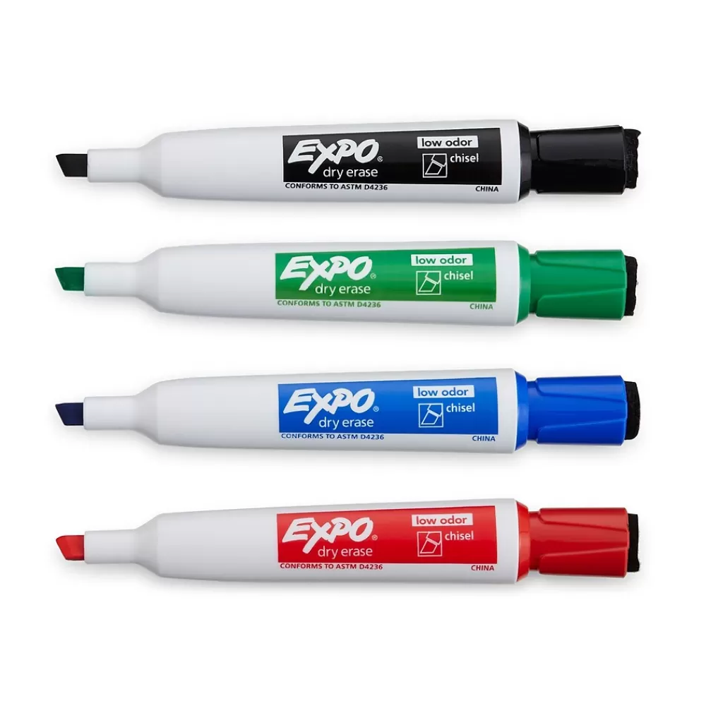 Expo Markers<Magnetic Dry Erase Markers, Chisel Tip, Assorted, 4/Pack (1944728)