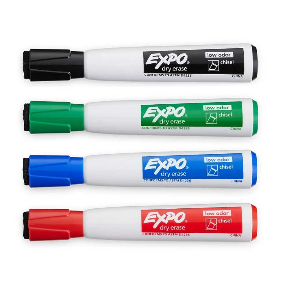 Expo Markers<Magnetic Dry Erase Markers, Chisel Tip, Assorted, 4/Pack (1944728)