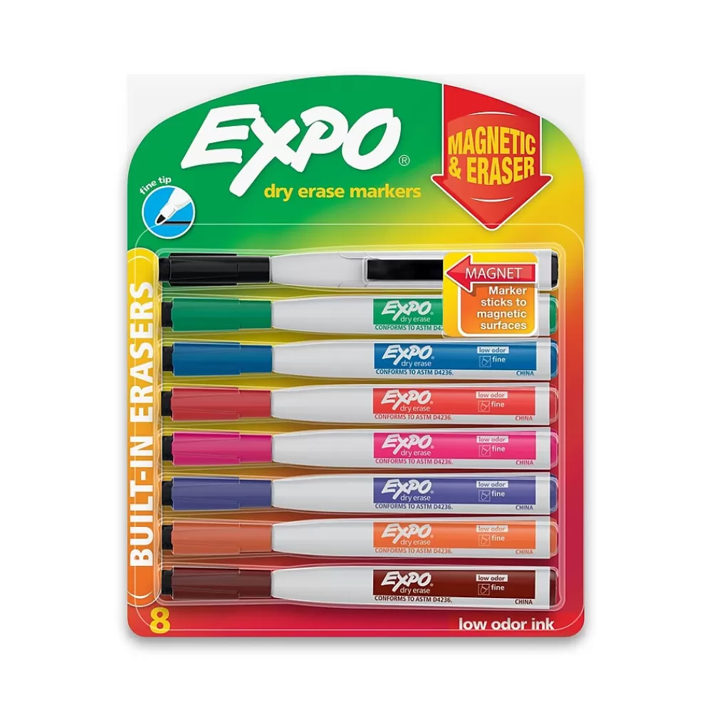Expo Markers<Magnetic Tank Dry Erase Marker, Fine Tip, Assorted, 8/Pack (1944748)