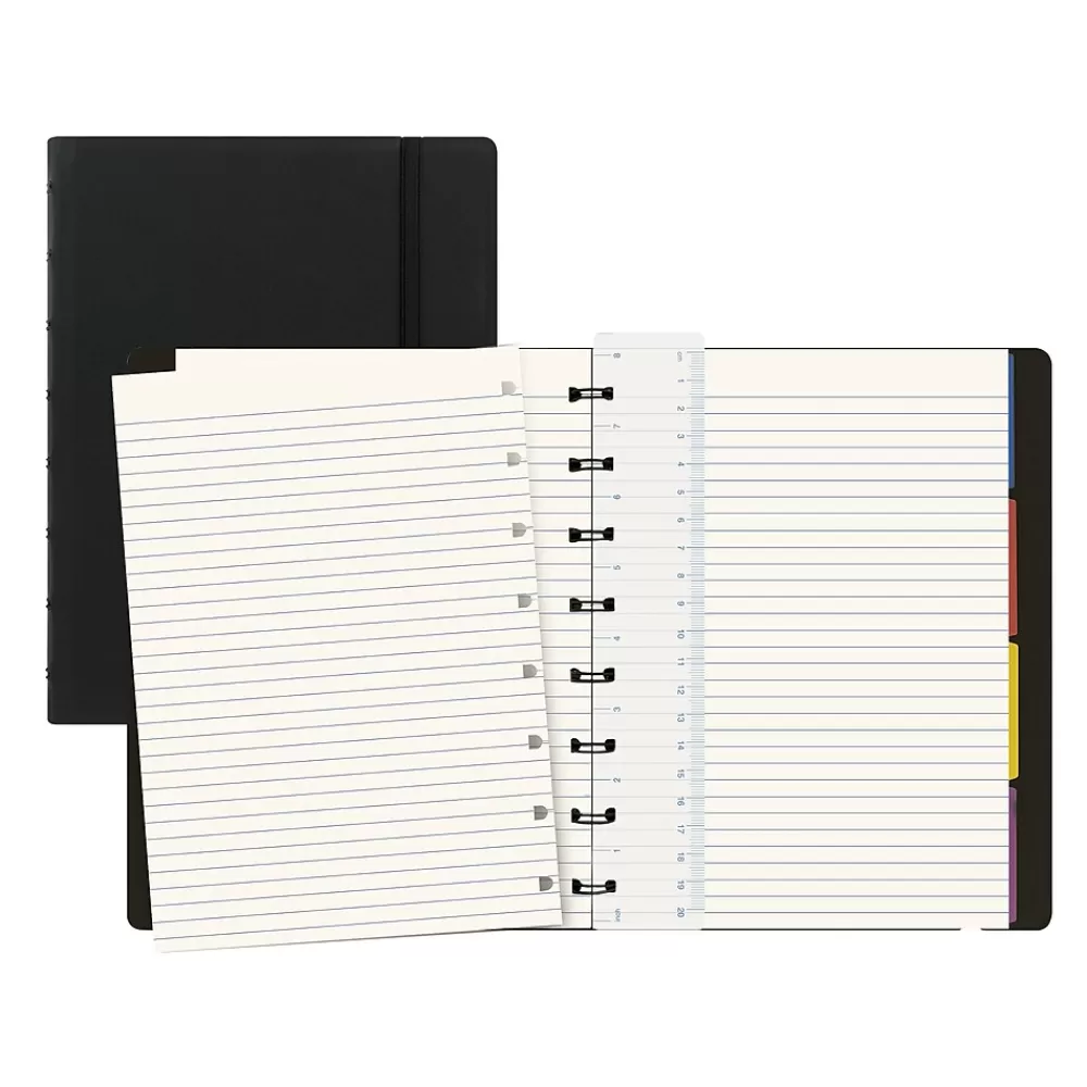 Filofax Notebooks<A5 Classic Bright 4-Subject Professional Notebooks, 5.8" x 8.25", College Ruled, 56 Sheets, Black (B115007U)