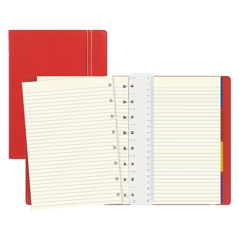 Filofax Notebooks<A5 Classic Bright 4-Subject Professional Notebooks, 5.8" x 8.25", College Ruled, 56 Sheets, Red (B115008U)
