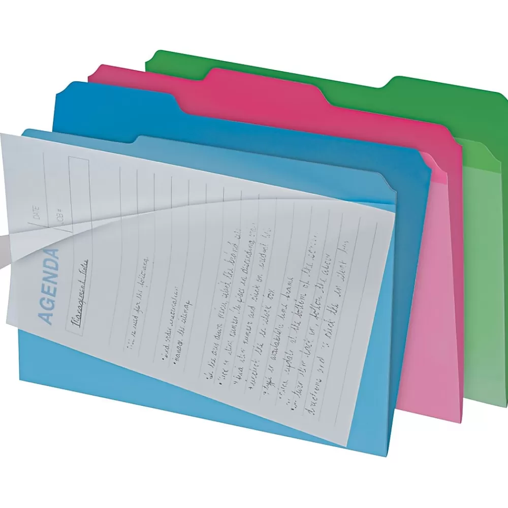 Find It File Folders<Clear View Interior File Folders, 1/3 Cut Top Tab, Letter-Size, Assorted Colors, 6/Pack (IDEFT07187)